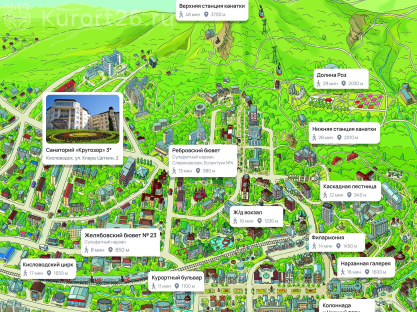 Санаторий «Кругозор» Кисловодск на карте Санаторий «Кругозор» Кисловодск — карта расположения